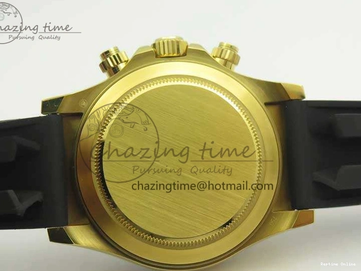0522 Chic Daytona 116518LN YG JH Best Black Gold Dial On Rubber Strap A4130 (Free XS Rubber ) 3458